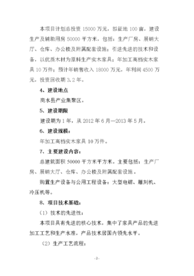 年加工高档实木家具10万件项目投资立项申报书.doc